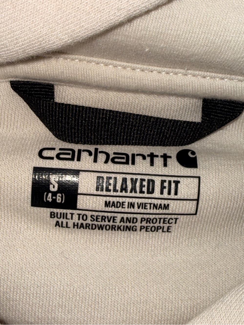 Carhartt Cream Pullover Hoodie with Brown Logo - Picture 2 of 3